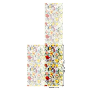 Detailed view of the colorful floral static window film showcasing vibrant glass sticker design