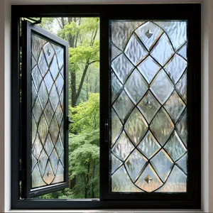 Static cling window film with frosted diamond grid pattern, ideal for home privacy and decor.