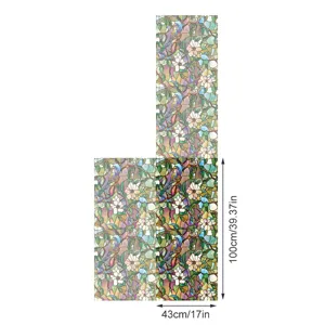 Film pour fenêtre en vitrail style Tiffany autocollant décoratif oiseau floral pour maison