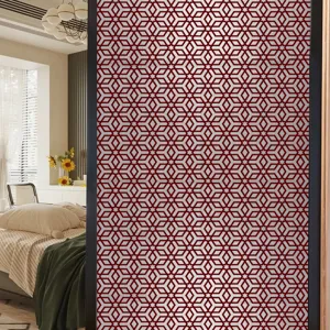 Raamfolie met geometrisch patroon voor privacy en zonwering in uw huis of kantoor.