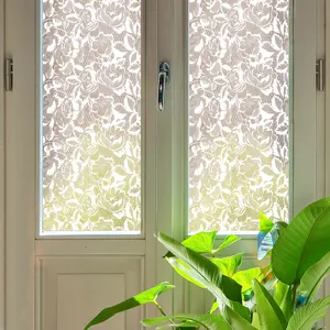 Lace floral static cling window film for home privacy, decorative glass sticker for windows.