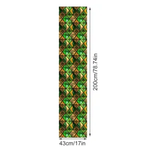 Retro groene steenpatroon statische raamglas sticker, PVC decoratieve folie 200x43cm.