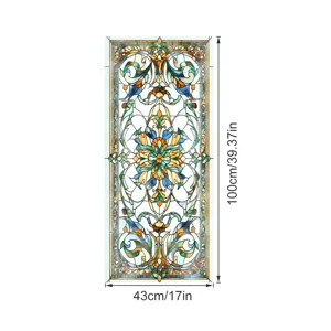 Viktorianische Buntglas Fensterfolie statische Haftung dekorativer Aufkleber 43x100cm