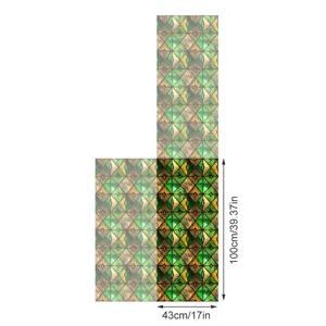 Gedetailleerd close-upoverzicht van retro raster glasfolie met groen steenpatroon.