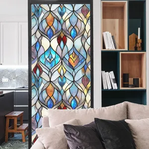 Stained glass window film 3D decorative privacy static cling glass sticker for home office