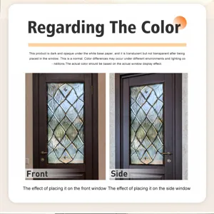 Frosted glass window film detail view showing translucent diamond pattern and elegant home decor.