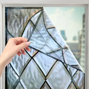 Static cling window film geometric frosted glass sticker privacy decorative film for home decor