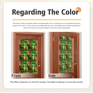 Retro ruit raamfolie, gekleurde pvc statische privacy sticker voor glazen deur en raam thuis.