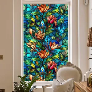 Film fenetre verre teinte motif floral film adhesif statique amovible pour intimite.