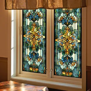 Paleis stijl gebrandschilderd glas raamfolie decoratieve privacy sticker voor thuis.