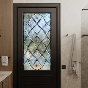Frosted glass window film with diamond pattern, decorative privacy sticker for home decor.