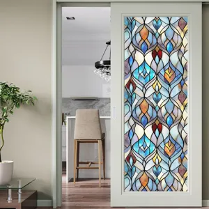 3D stained glass window film decorative static cling privacy film for home sliding doors