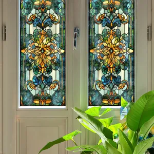 Glas-in-lood raamfolie decoratieve sticker thuis glas sticker details heldere kleuren.