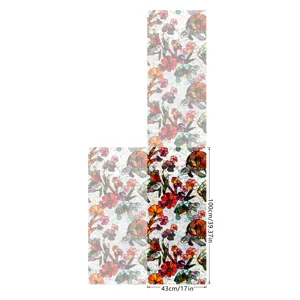 Decorative static window film with colorful stained glass turtle flower pattern, 43x100cm.