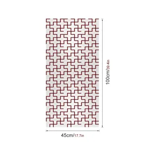 Geometrische raamfolie gedetailleerd overzicht, elegant rood kruispatroon, maat 45x100cm, handig.