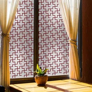 Gedetailleerd overzicht van geometrische statische raamfolie, decoratieve glassticker.