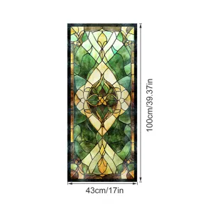 Glas-in-lood raamfolie, tovenaar hofstijl decoratieve sticker, 100x43cm huisdecoratie.