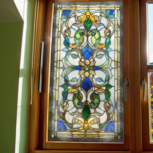 Viktorianische Glasfolie Buntglas Fensterfolie statische dekorative Aufkleber Deko
