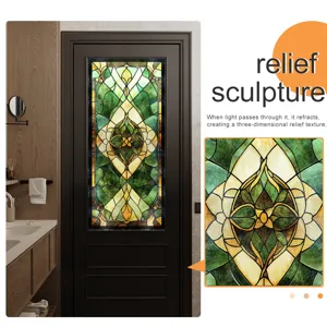 Glas-in-lood raamfolie vintage paleis stijl decoratieve sticker voor glazen deur en privacy