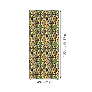 Retro glas-in-lood raamfolie, geometrisch mozaïek patroon PVC statische raamsticker voor thuis.