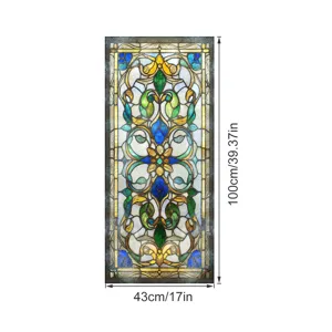 Viktorianische Glasfolie Fensterbild statische Deko Buntglas Fensteraufkleber 100x43cm