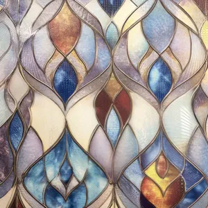 3D stained glass window film decorative static cling frosted privacy sticker detail view.