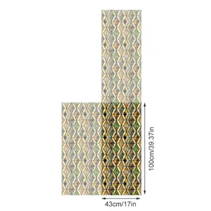 Decoratieve PVC vintage grid gebrandschilderd glas raamfolie statische sticker 43x100cm