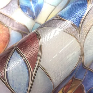 3D embossed stained glass window film decorative static cling glass sticker detail view