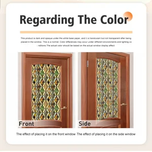 Retro raster raam privacy folie glas-in-lood statische decoratieve folie voor glazen deuren.
