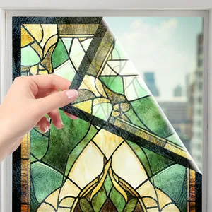 Glas-in-lood raamfolie retro paleis stijl decoratieve sticker voor thuis raam privacy glasfolie.