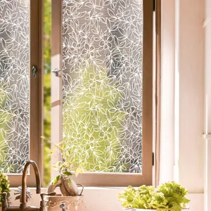 Floral lace window film electrostatic glass sticker for home decoration and privacy.