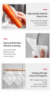 Flexible silicone finger cleaning brush for fruits vegetables and kitchen dish washing tools