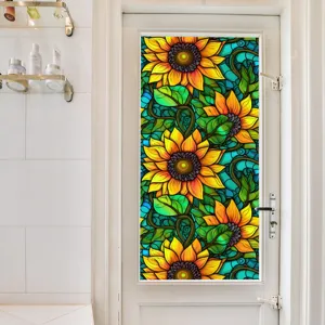 Film pour vitre vitrail tournesol statique adhésif décoratif porte autocollant intimité