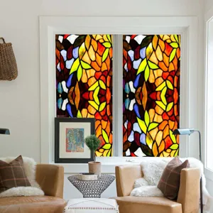 Stained glass window film decorative colorful PVC static cling film for home window decoration