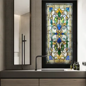 Viktorianischer Stil Glasfolie Statische Fensterfolie Dekorative Glasaufkleber für Fenster