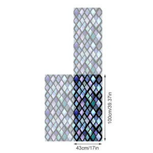 3D stained glass window film, diamond mosaic static cling window sticker detail view.