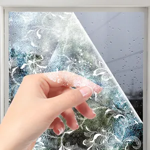 Static lace window film detail shot showing decorative stone texture and easy peel design.