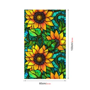 Film pour fenetre tournesol en vitrail autocollant statique decoratif 60x100cm verre