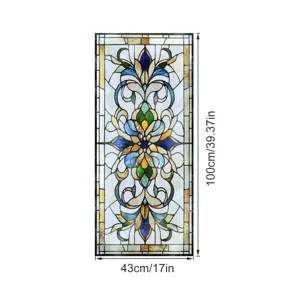 Viktorianischer Stil Buntglas Fensterfolie, statische dekorative Glasaufkleber Folie.