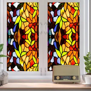 Colorful vintage window film static cling privacy glass sticker for home decoration