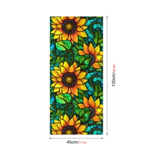 Film pour fenetre vitrail tournesol sticker decoratif electrostatique 45x100cm salon