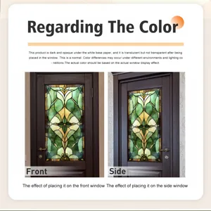 Franse stijl hof gekleurde steen textuur glas venster sticker huis decoratieve film.
