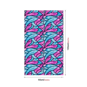 Detailed view of 60x100cm colorful vintage window film with floral static glass sticker design