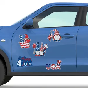 Quarto di Luglio Gnomo Magnetico Riflettente Adesivo per Auto Calamita per Frigo Giorno dell'Indipendenza Decorazione