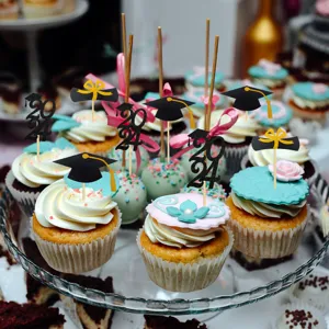 Graduation party cake toppers glitter paper cupcake decorations 2024 grad party supplies