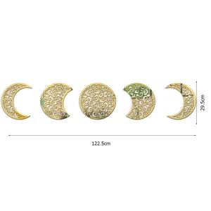 3D acrylic moon phase mirror wall stickers set gold home decor wall art decals 122.5x29.5cm