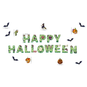 Halloween magnetic sticker detail view showing zombie letter size and spooky elements.