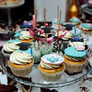 Graduation cupcake toppers 2024 glitter graduation cap cake picks party dessert decorations