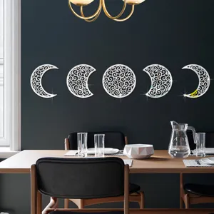3D moon phase acrylic mirror wall stickers, decorative reflective wall decor for home bedroom.