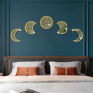 3D Moon Phases Acrylic Mirror Wall Sticker DIY Home Decor Wall Art for Bedroom Living Room